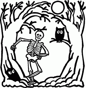 Halloween Skeleton Bones Coloring Page